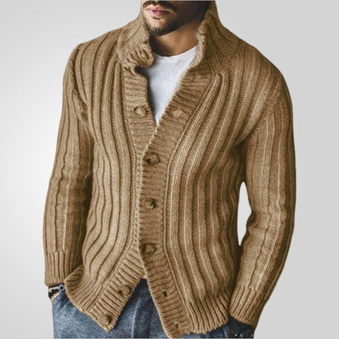 Casual Single-breasted Knitted Sweater, Lapel Long-sleeved Sweater Jacket