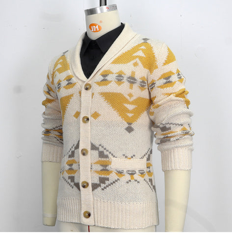 Style Jacquard Outer Sweater, Long-sleeved Knitted Jacket Top