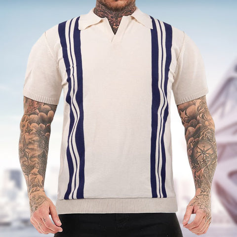 Slim-fit lapel casual polo shirt
