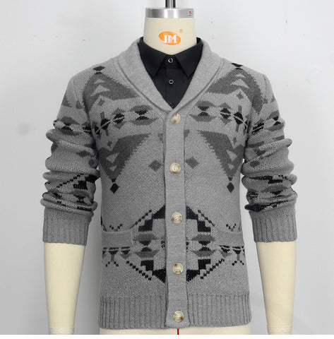 Style Jacquard Outer Sweater, Long-sleeved Knitted Jacket Top
