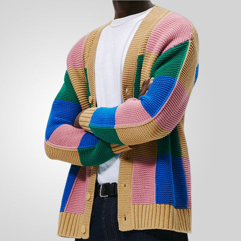 Fashion Contrasting Color Cardigan Sweater