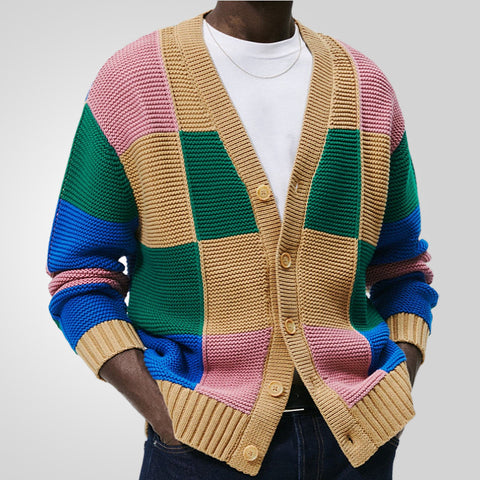 Fashion Contrasting Color Cardigan Sweater