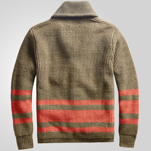 Knitted Sweater Jacket, Lapel Zipper Cardigan Sweater