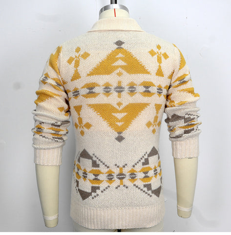Style Jacquard Outer Sweater, Long-sleeved Knitted Jacket Top