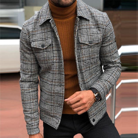 Fashion Slim Casual Plaid Jacket