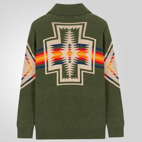 Jacquard Knitted Sweater Long Sleeve Thickened Cardigan Sweater