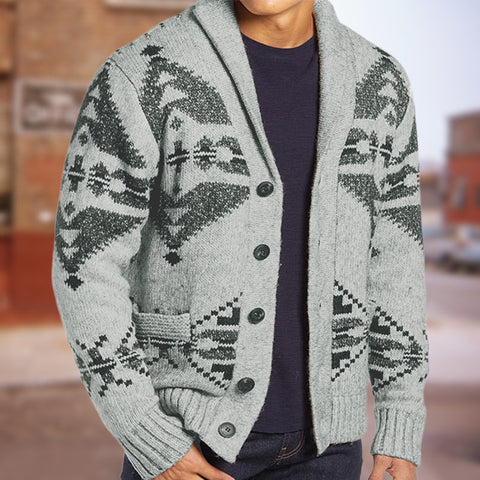 Style Jacquard Outer Sweater, Long-sleeved Knitted Jacket Top