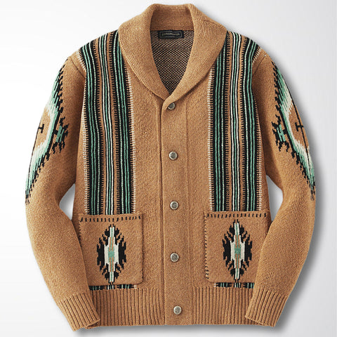 Vintage Jacquard Lapel Sweater Jacket