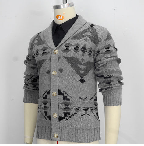 Style Jacquard Outer Sweater, Long-sleeved Knitted Jacket Top