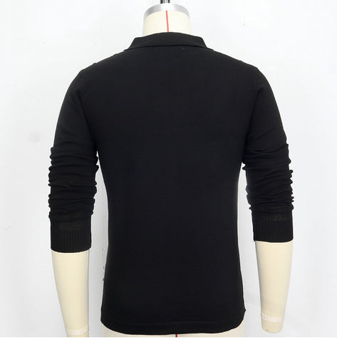 Striped Splicing Business Long Sleeve Polo Shirt