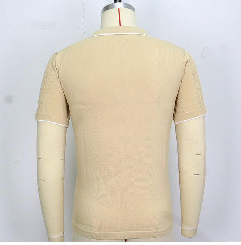 Cardigan knitted sweater, casual thin business knitted polo shirt