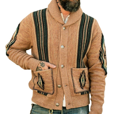 Vintage Jacquard Lapel Sweater Jacket