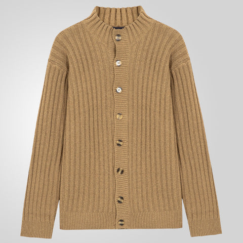 Casual Single-breasted Knitted Sweater, Lapel Long-sleeved Sweater Jacket