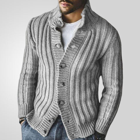 Casual Single-breasted Knitted Sweater, Lapel Long-sleeved Sweater Jacket
