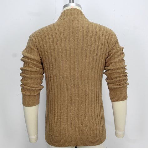 Casual Single-breasted Knitted Sweater, Lapel Long-sleeved Sweater Jacket