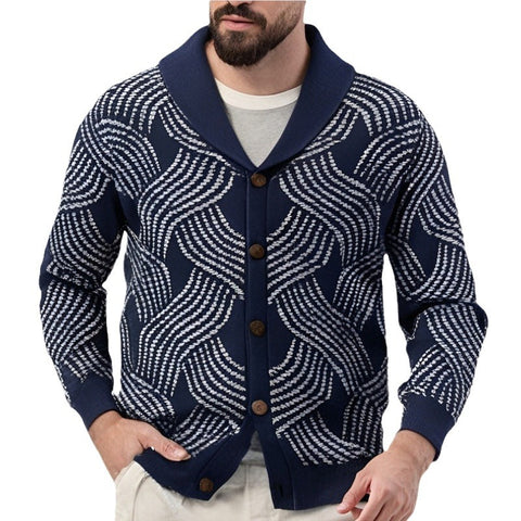 Core-spun Yarn Jacquard Knitted Cardigan Sweater