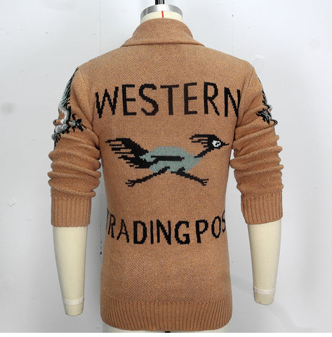 Vintage Jacquard Lapel Sweater Jacket