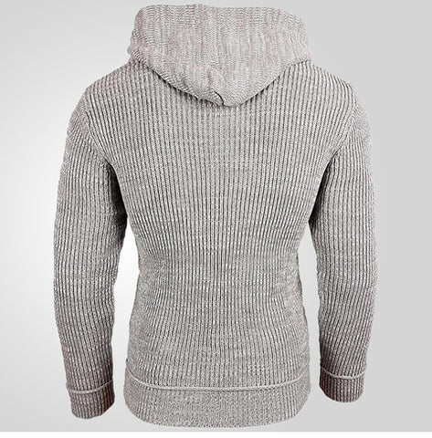 Hooded Pullover Knitted Sweater, Long-sleeved Knitted Sweater
