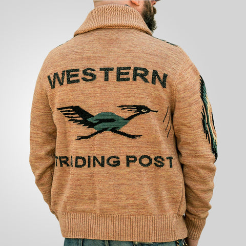 Vintage Jacquard Lapel Sweater Jacket