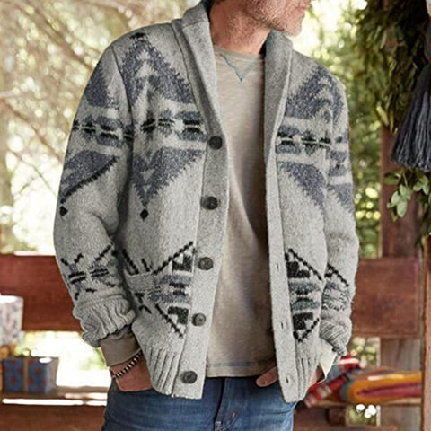 Style Jacquard Outer Sweater, Long-sleeved Knitted Jacket Top