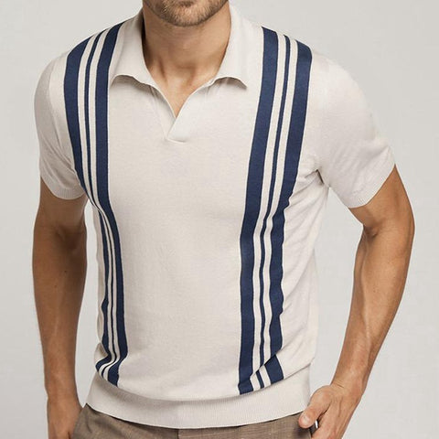 Slim-fit lapel casual polo shirt