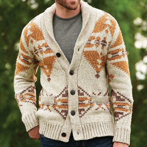Style Jacquard Outer Sweater, Long-sleeved Knitted Jacket Top