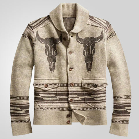 Knitted Long-sleeved Lapel Cardigan Sweater