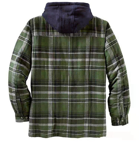 Classic Plaid Cotton-padded Coat, Plus Size Hooded Shirt and Coat.