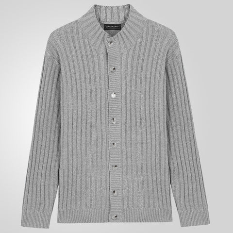 Casual Single-breasted Knitted Sweater, Lapel Long-sleeved Sweater Jacket