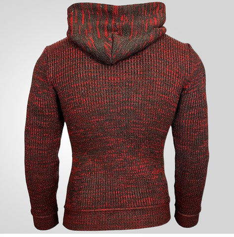 Hooded Pullover Knitted Sweater, Long-sleeved Knitted Sweater