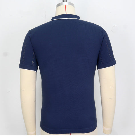 Cardigan knitted sweater, casual thin business knitted polo shirt