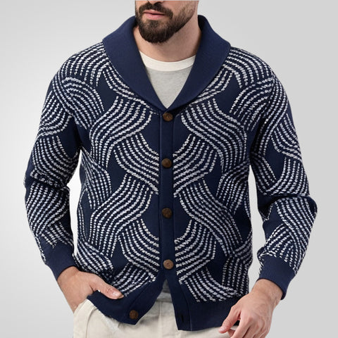 Core-spun Yarn Jacquard Knitted Cardigan Sweater