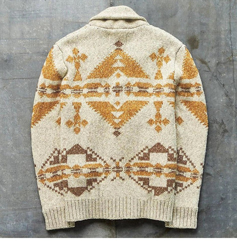 Style Jacquard Outer Sweater, Long-sleeved Knitted Jacket Top