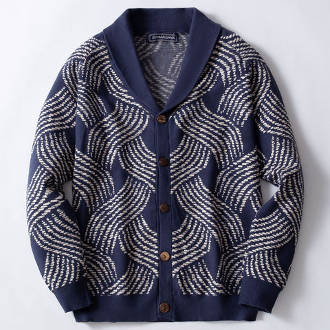 Core-spun Yarn Jacquard Knitted Cardigan Sweater