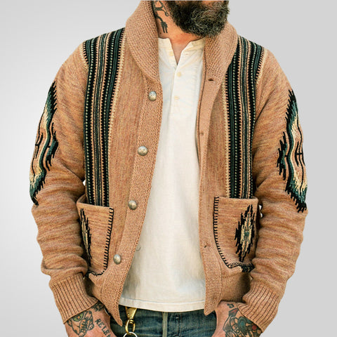 Vintage Jacquard Lapel Sweater Jacket