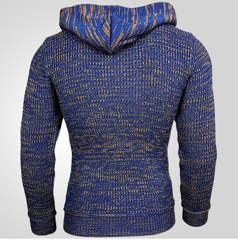 Hooded Pullover Knitted Sweater, Long-sleeved Knitted Sweater