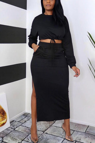 Sale-fashion-freeshipping-style-outfit-l21529738-british-style-solid-o-neck-long-sleeve-two-pieces