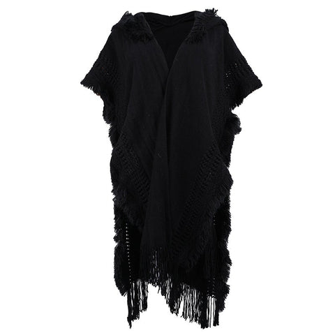 Tassels Down Hooded Cardigan