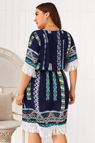 Casual Tassel Printed V-Neck Dress