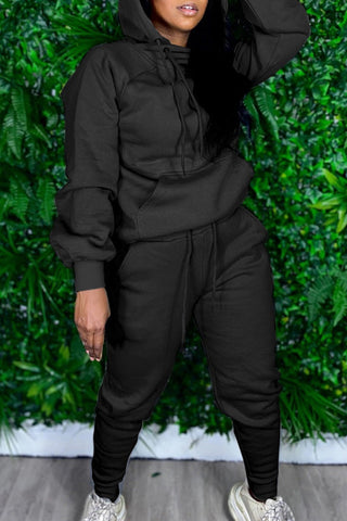 Free-shipping-online-clothing-plus-size-casual-long-sleeve-hooded-collar-regular-sleeve-regular-solid-two-pieces