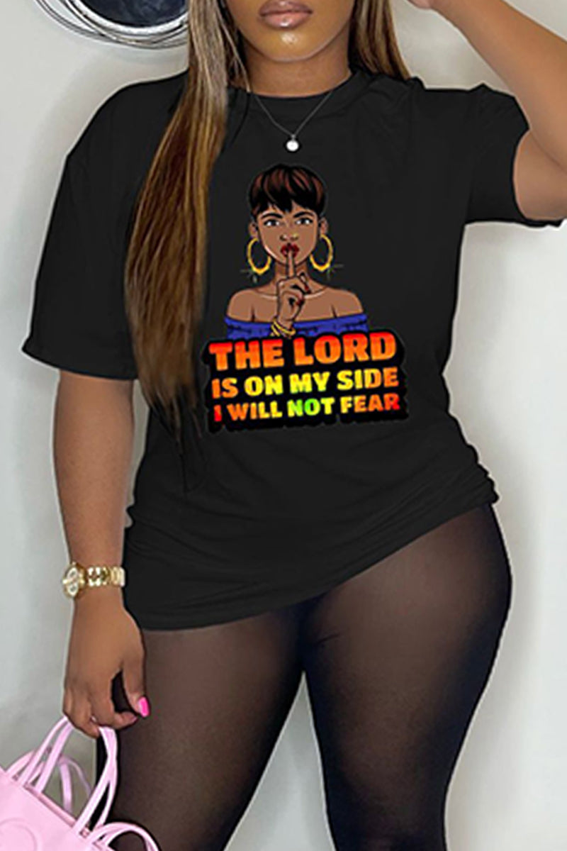 Casual Print Basic O Neck T-Shirts