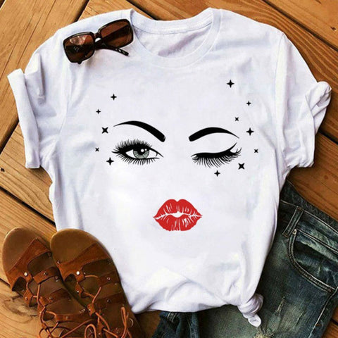 Casual Print Basic O Neck T-Shirts