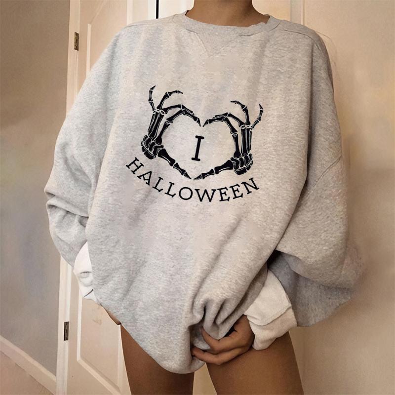 Heart skull hand print designer casual sweatshirt