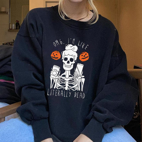 Halloween pumpkin skull letter print sweatshirt designer