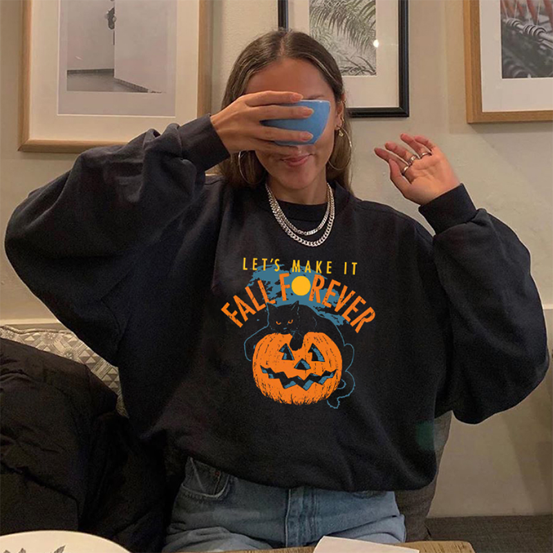 Halloween designer pumpkin cat printed sweatshirt