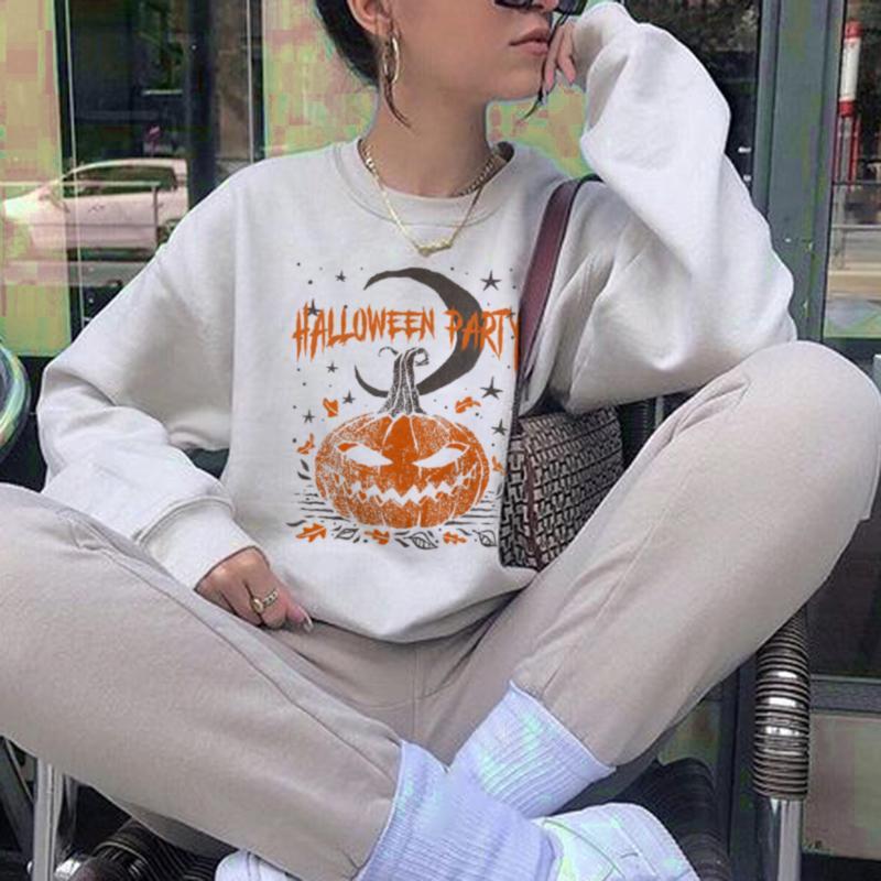 Designer pumpkin print casual sweatshirt