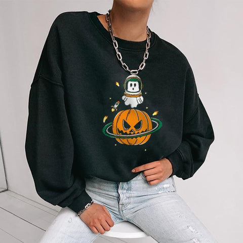 Pumpkin's planet ghost spaceman print sweatshirt designer