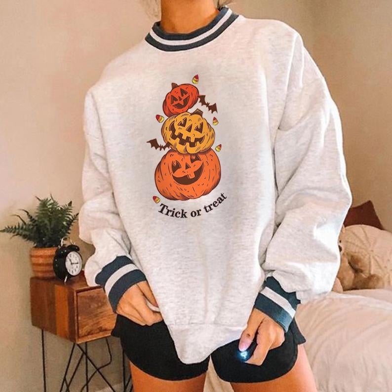 Halloween pumpkin print designer sweatshirt