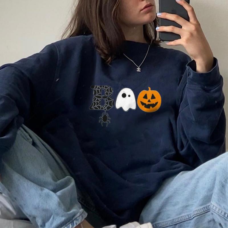 Alphabet ghost pumpkin print sweatshirt designer