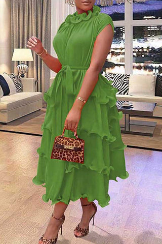 Casual Solid Patchwork O Neck Short Sleeve Dress Dresses